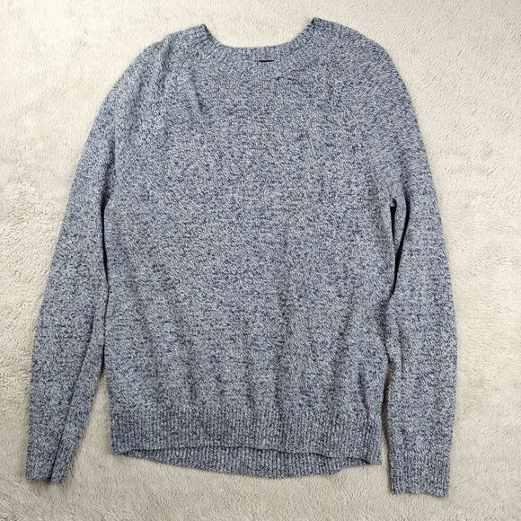 Banana Republic Crewneck Sweater Men's L Blue White Cotton Linen - Picture 1 of 6